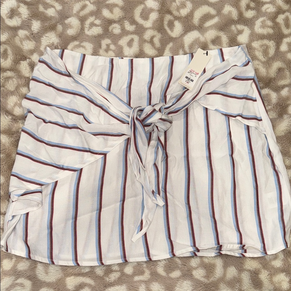 Striped Tie-Front Mini Skirt